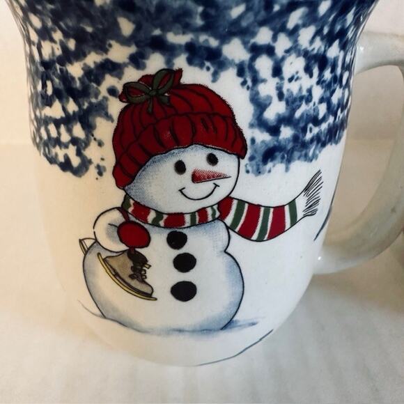 Thomson Snowman, Handled Salt & Pepper Set , Blue Speckles, Snowman/Center - Picture 2 of 10